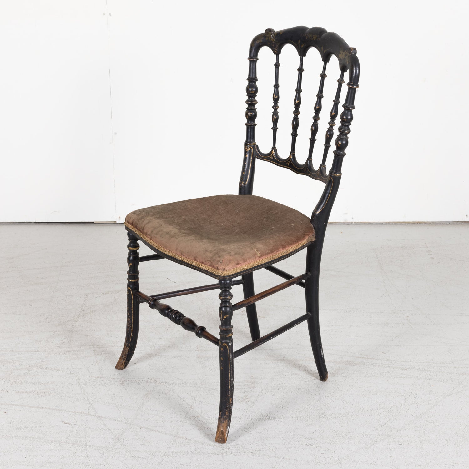Chinoiserie Faux Bamboo Opera Chairs with Velvet Seat from Paris