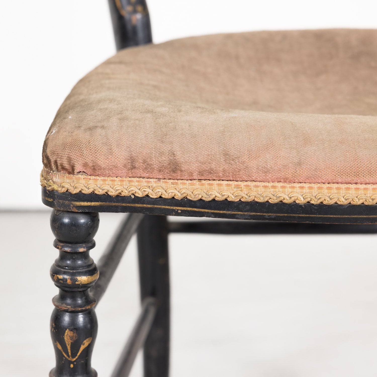 Chinoiserie Faux Bamboo Opera Chairs with Velvet Seat from Paris