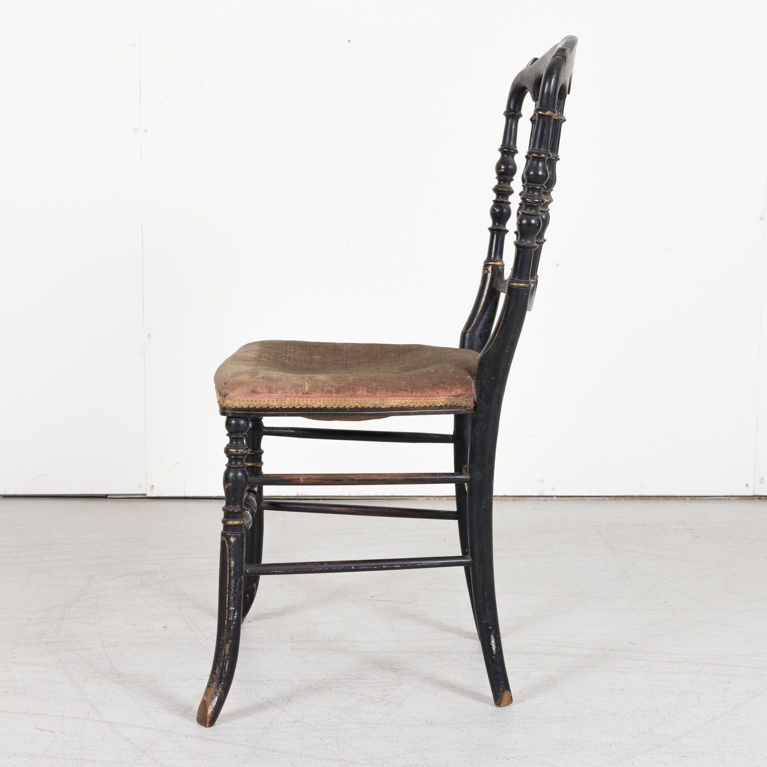 Chinoiserie Faux Bamboo Opera Chairs with Velvet Seat from Paris