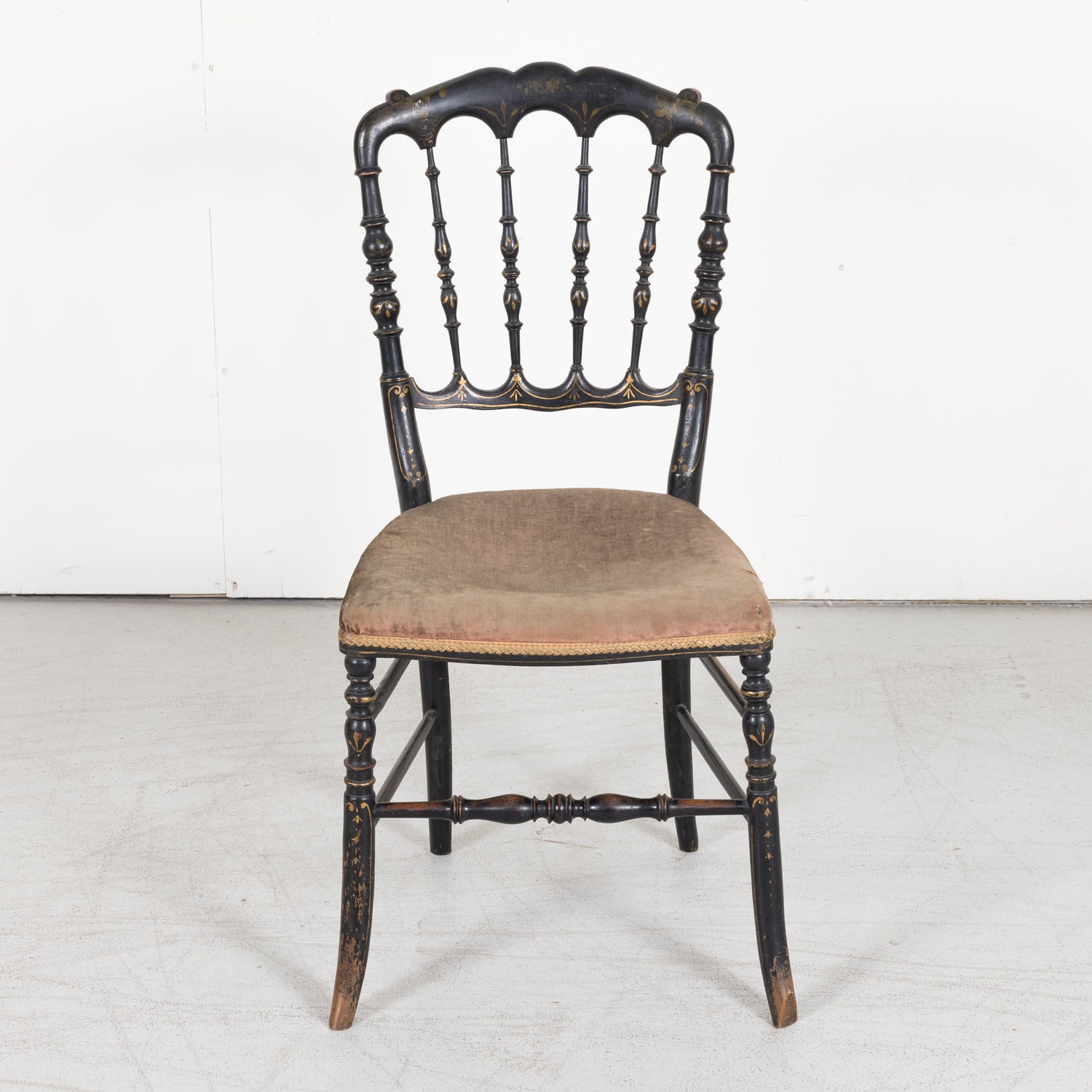 Chinoiserie Faux Bamboo Opera Chairs with Velvet Seat from Paris