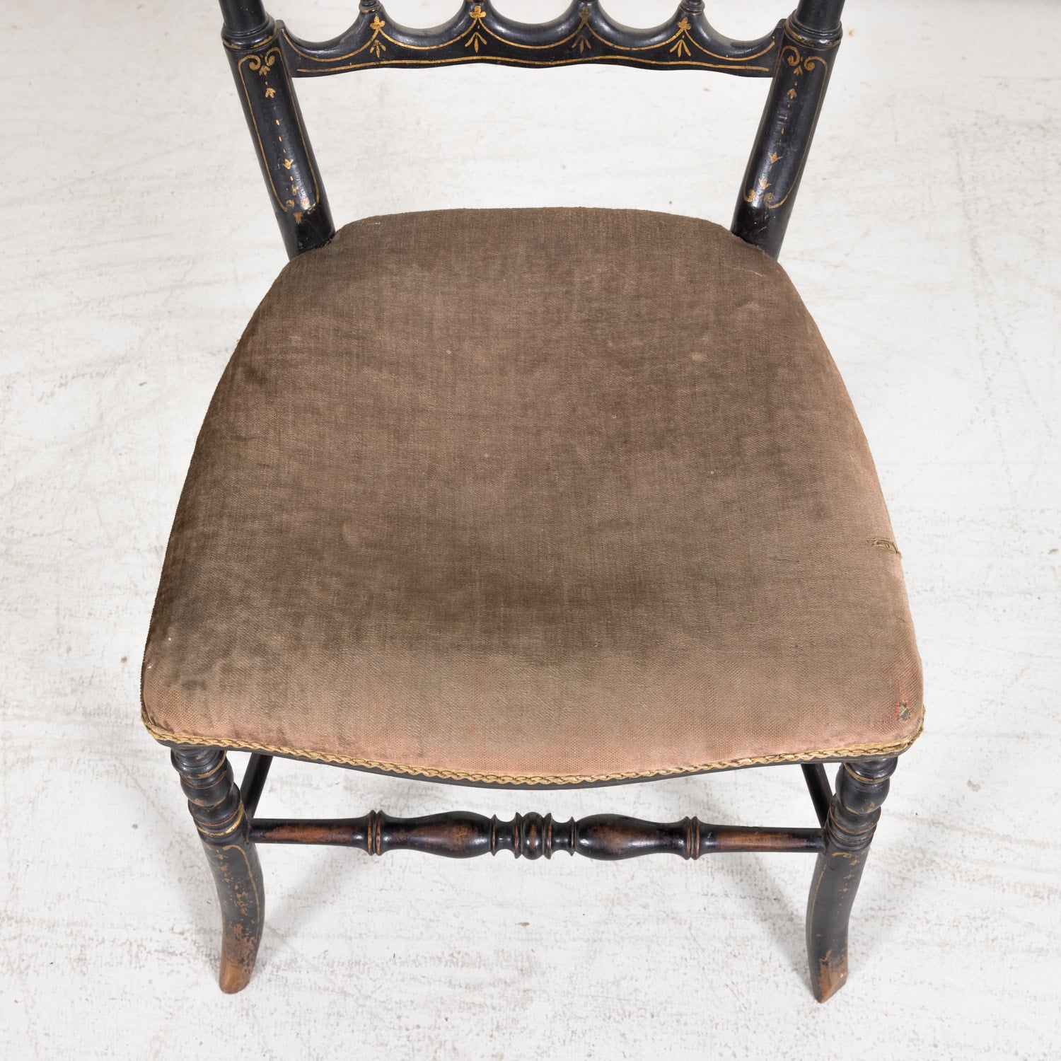 Chinoiserie Faux Bamboo Opera Chairs with Velvet Seat from Paris