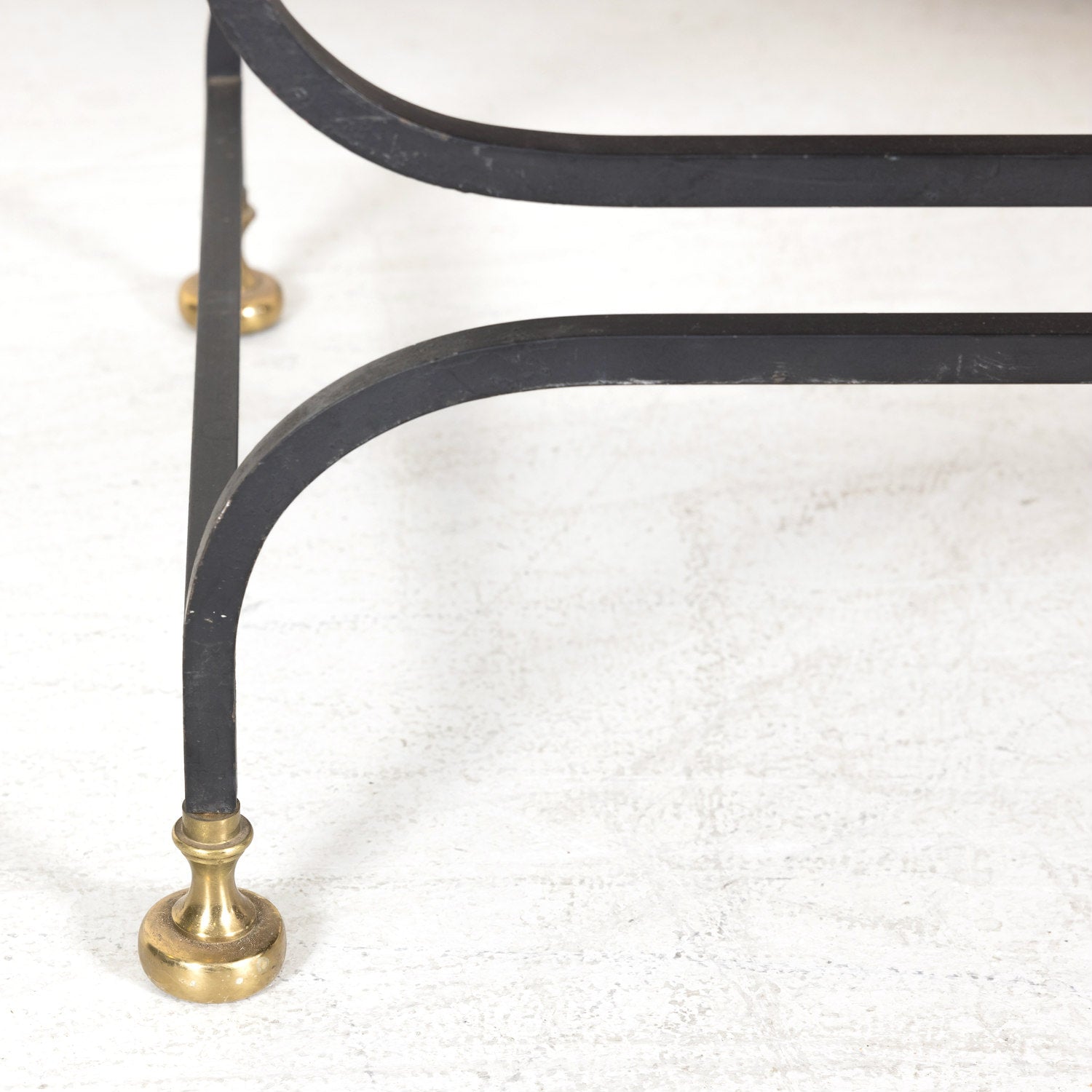 Pair of Italian Iron and Brass Savonarola Chairs with Loose Cushions