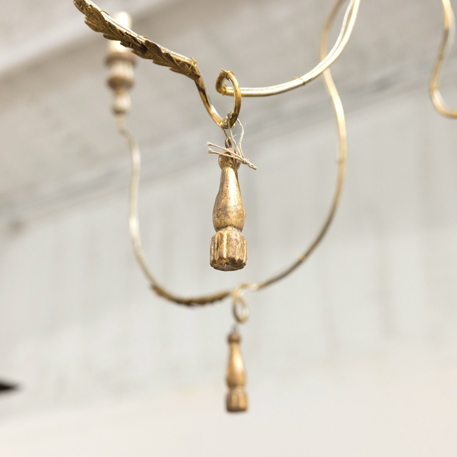 Two-Tier Painted and Parcel Gilt French Chandelier with Nine Lights