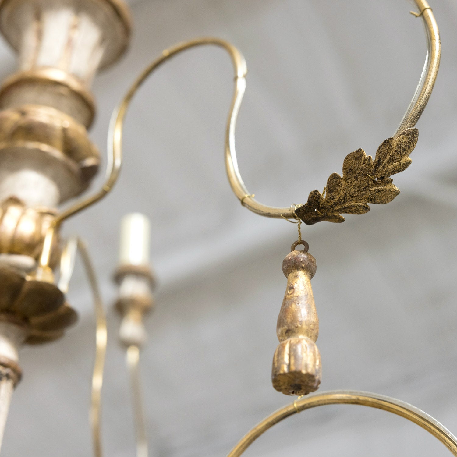 Two-Tier Painted and Parcel Gilt French Chandelier with Nine Lights