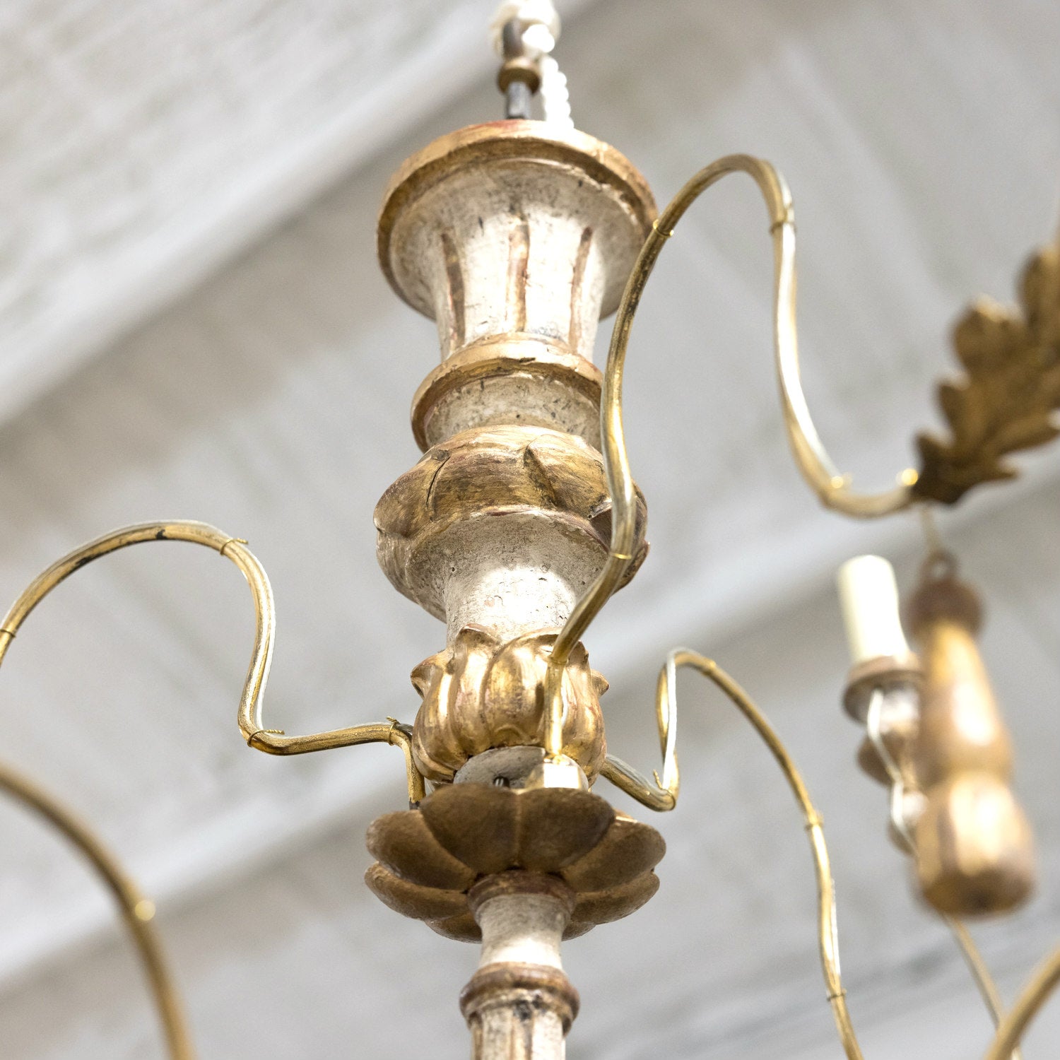 Two-Tier Painted and Parcel Gilt French Chandelier with Nine Lights