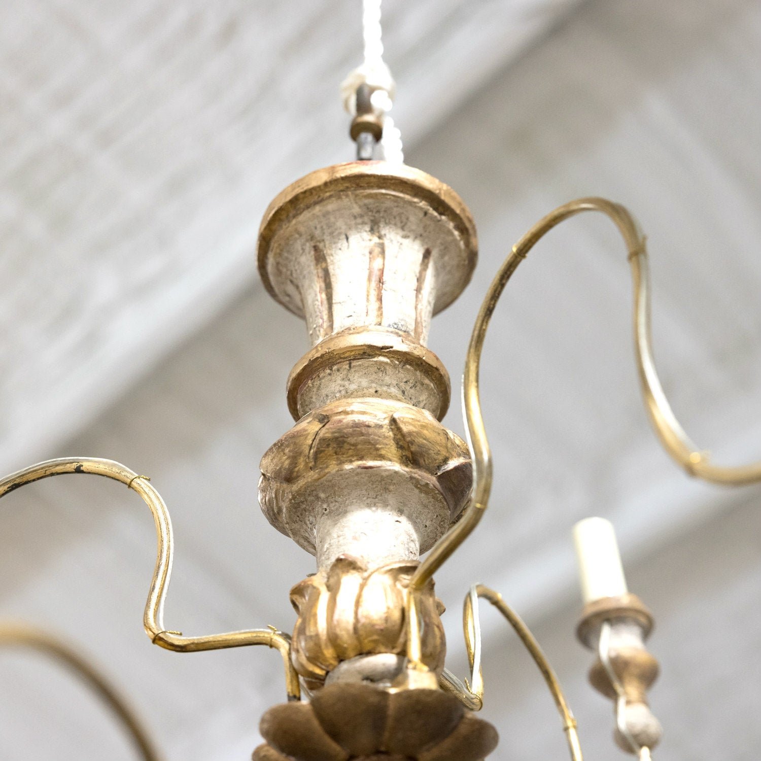 Two-Tier Painted and Parcel Gilt French Chandelier with Nine Lights