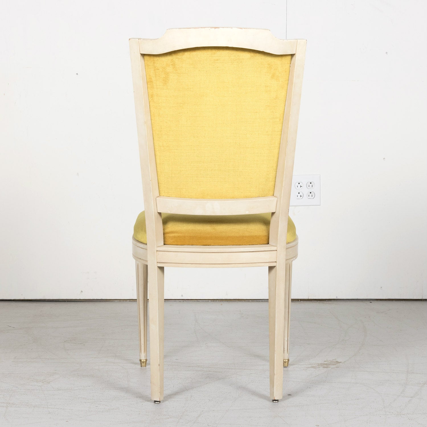 Antique French Louis XVI Style Painted Shield Back Dining Side Chairs, Set of Six