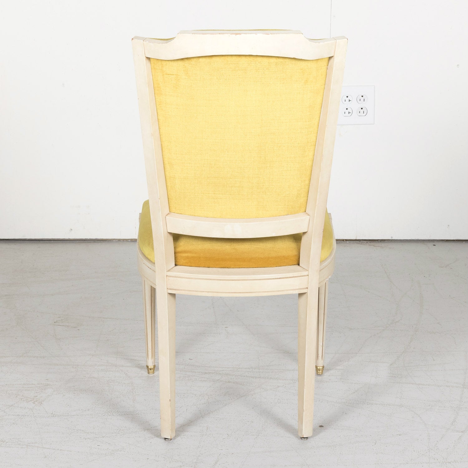 Antique French Louis XVI Style Painted Shield Back Dining Side Chairs, Set of Six