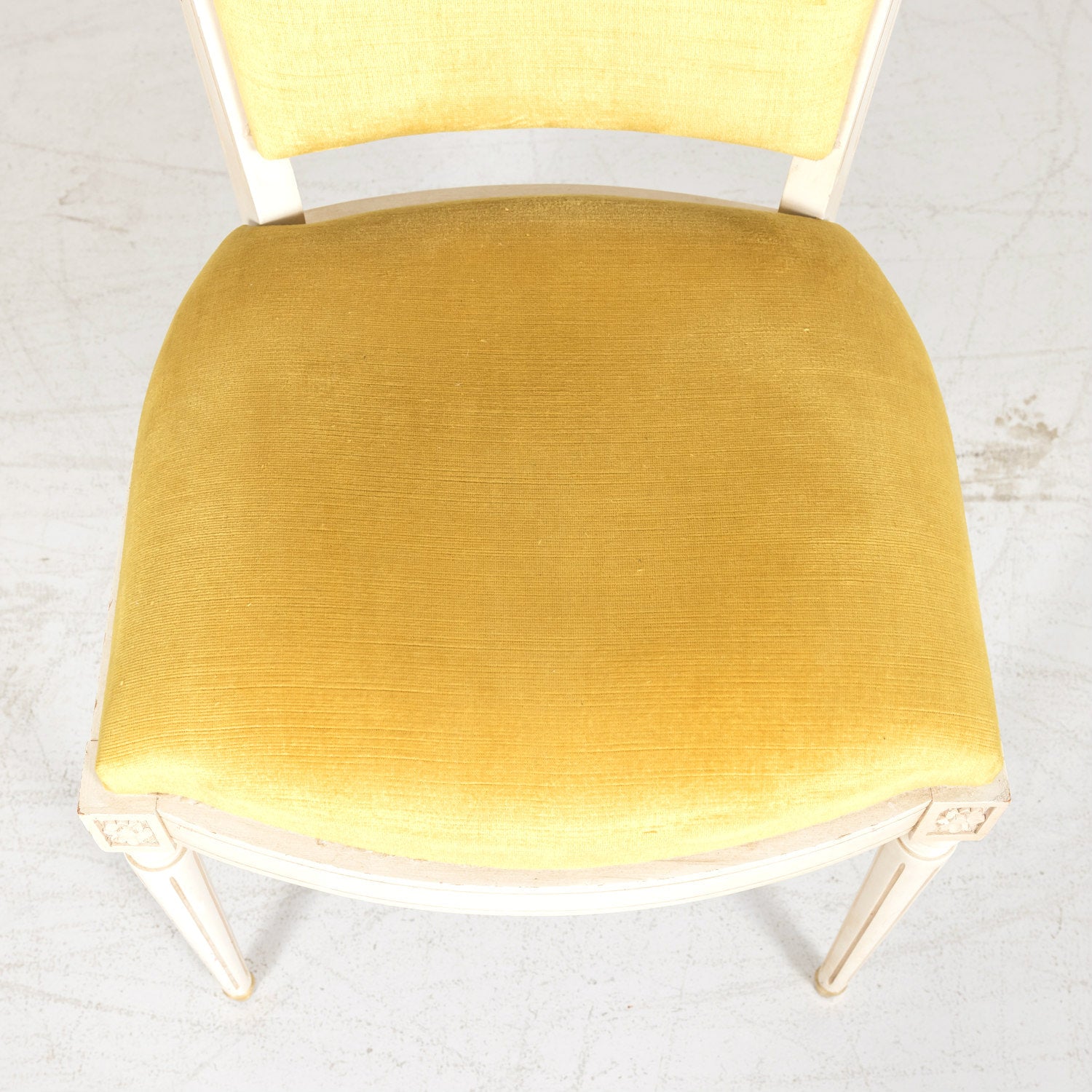 Antique French Louis XVI Style Painted Shield Back Dining Side Chairs, Set of Six