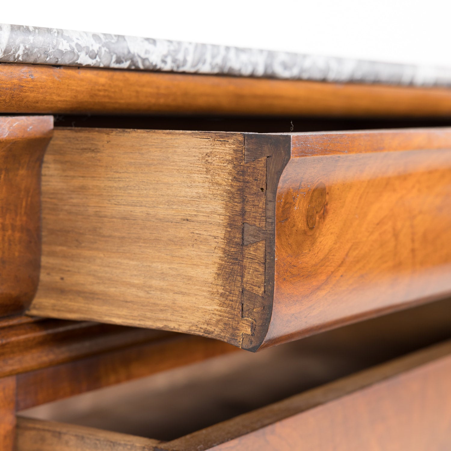 19th Century French Louis Philippe Period Walnut Commode with Bookmatched Front and Marble Top