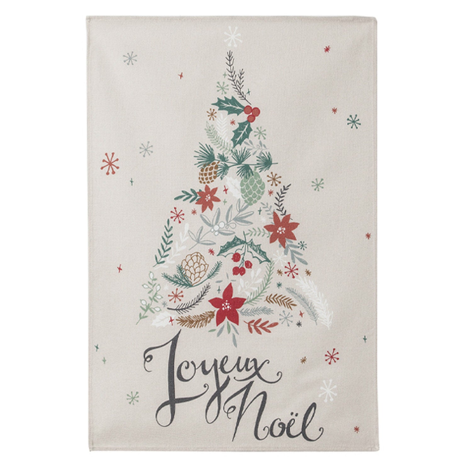 French 100% Cotton Joyeux Noel Tea Towel by Coucke