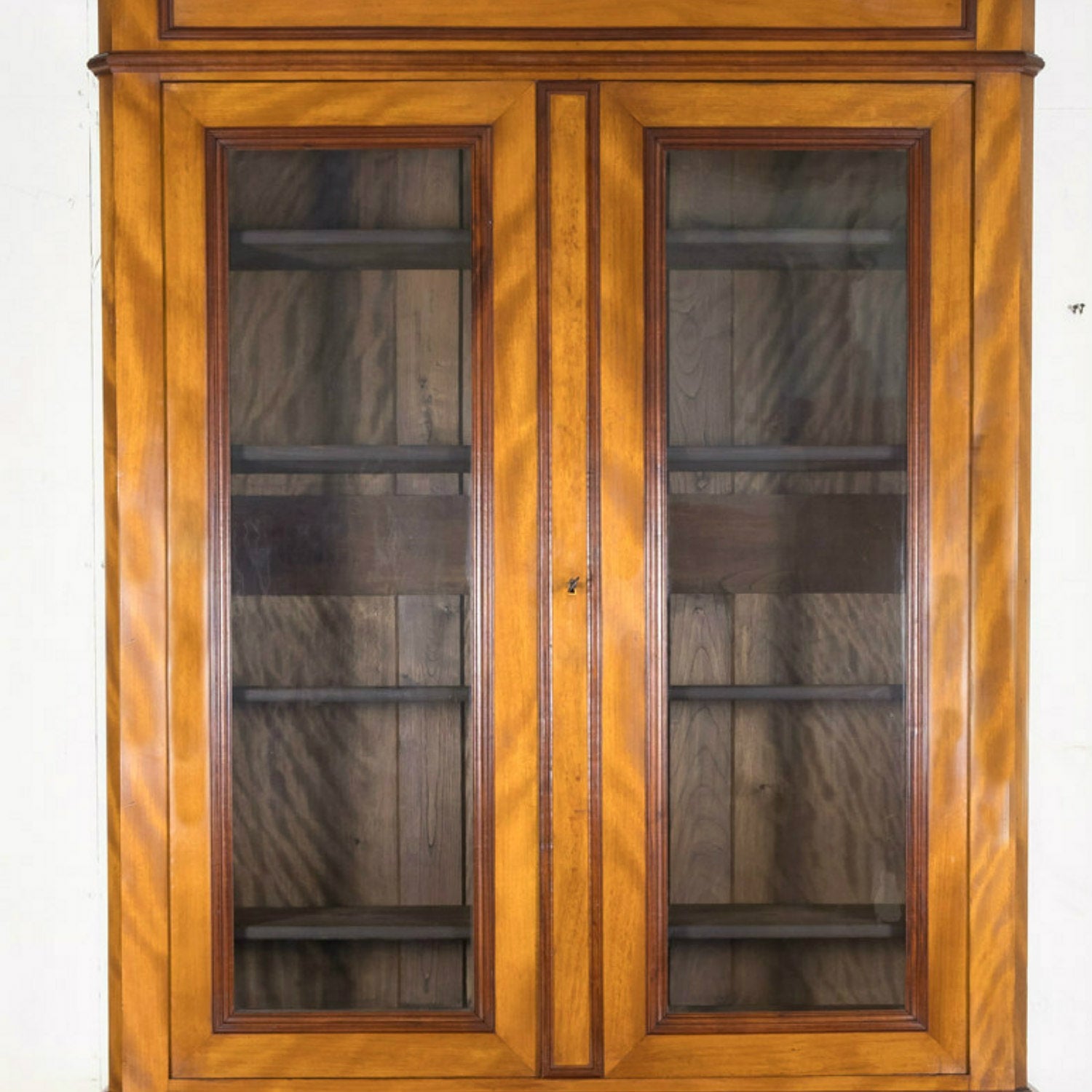 19th Century French Louis Philippe Style Flame Mahogany Bibliotheque or Bookcase from Lyon