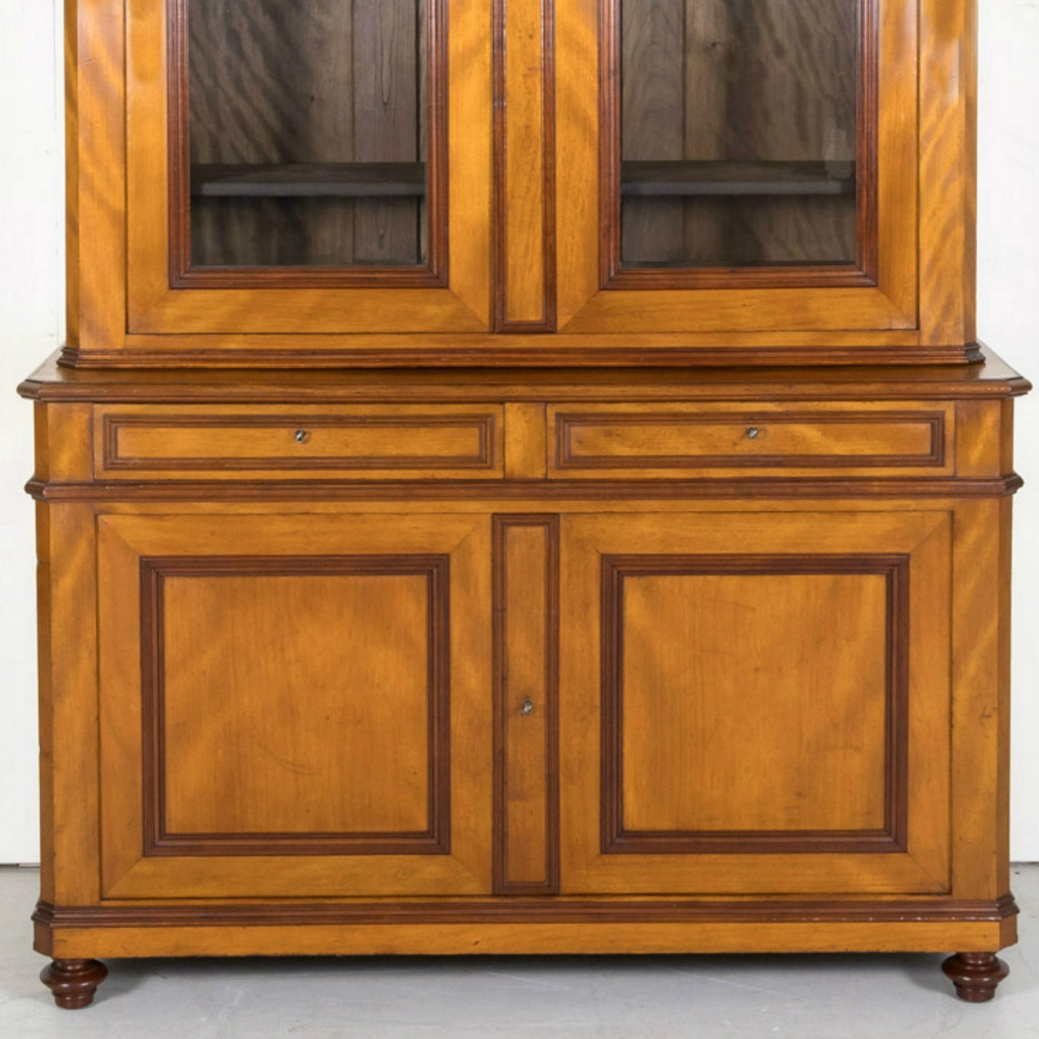 19th Century French Louis Philippe Style Flame Mahogany Bibliotheque or Bookcase from Lyon