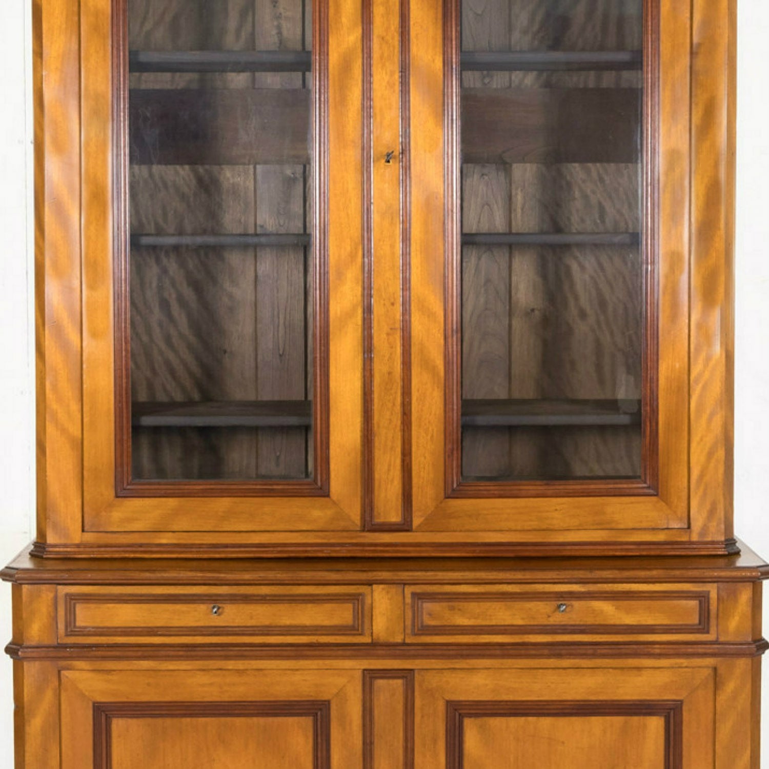 19th Century French Louis Philippe Style Flame Mahogany Bibliotheque or Bookcase from Lyon