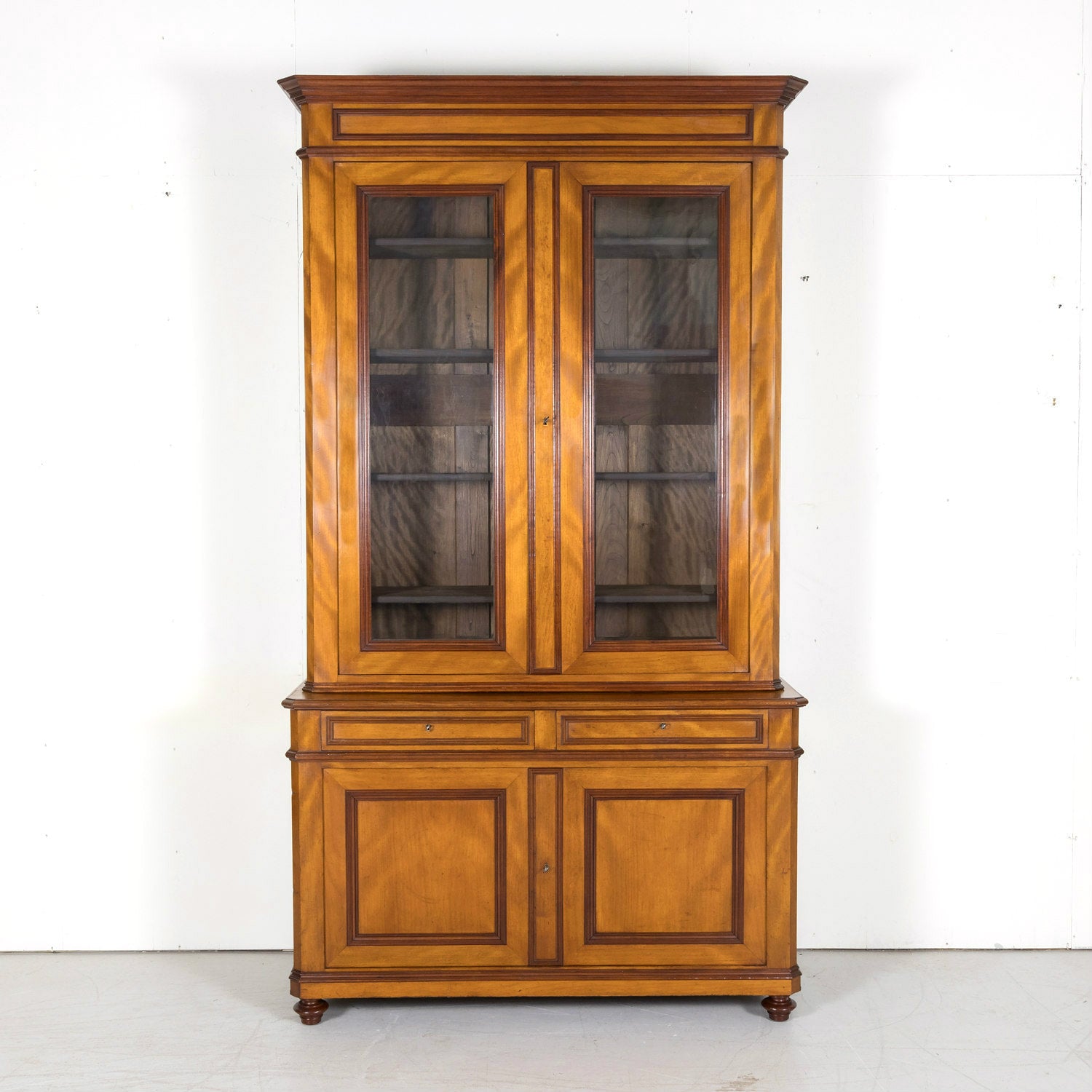 19th Century French Louis Philippe Style Flame Mahogany Bibliotheque or Bookcase from Lyon