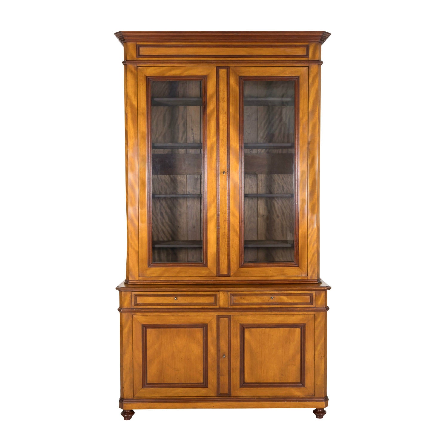 19th Century French Louis Philippe Style Flame Mahogany Bibliotheque or Bookcase from Lyon