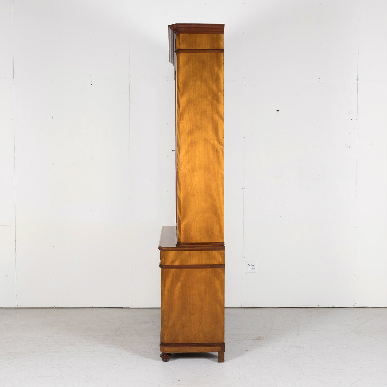 19th Century French Louis Philippe Style Flame Mahogany Bibliotheque or Bookcase from Lyon