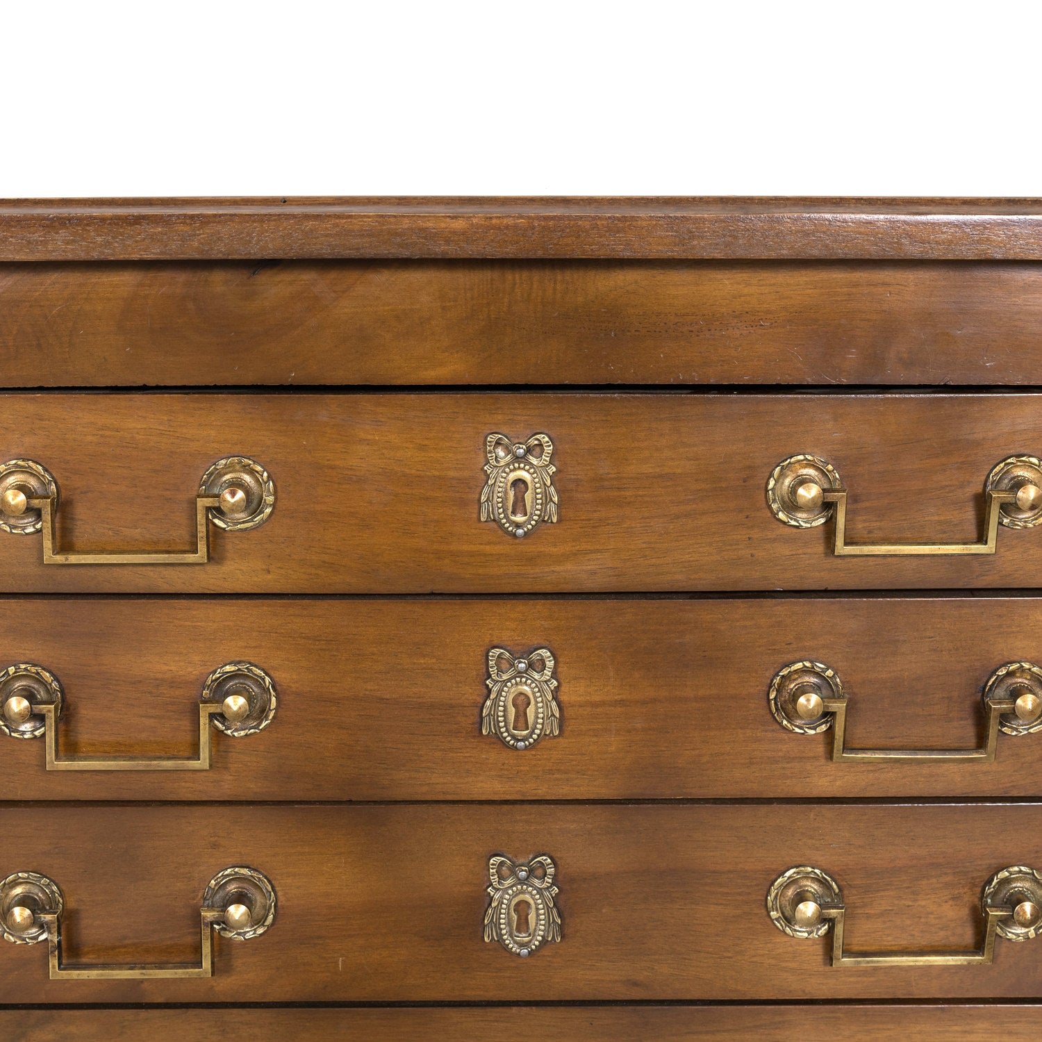 Early 20th Century French Louis XVI Style Petite Five Drawer Walnut Commode