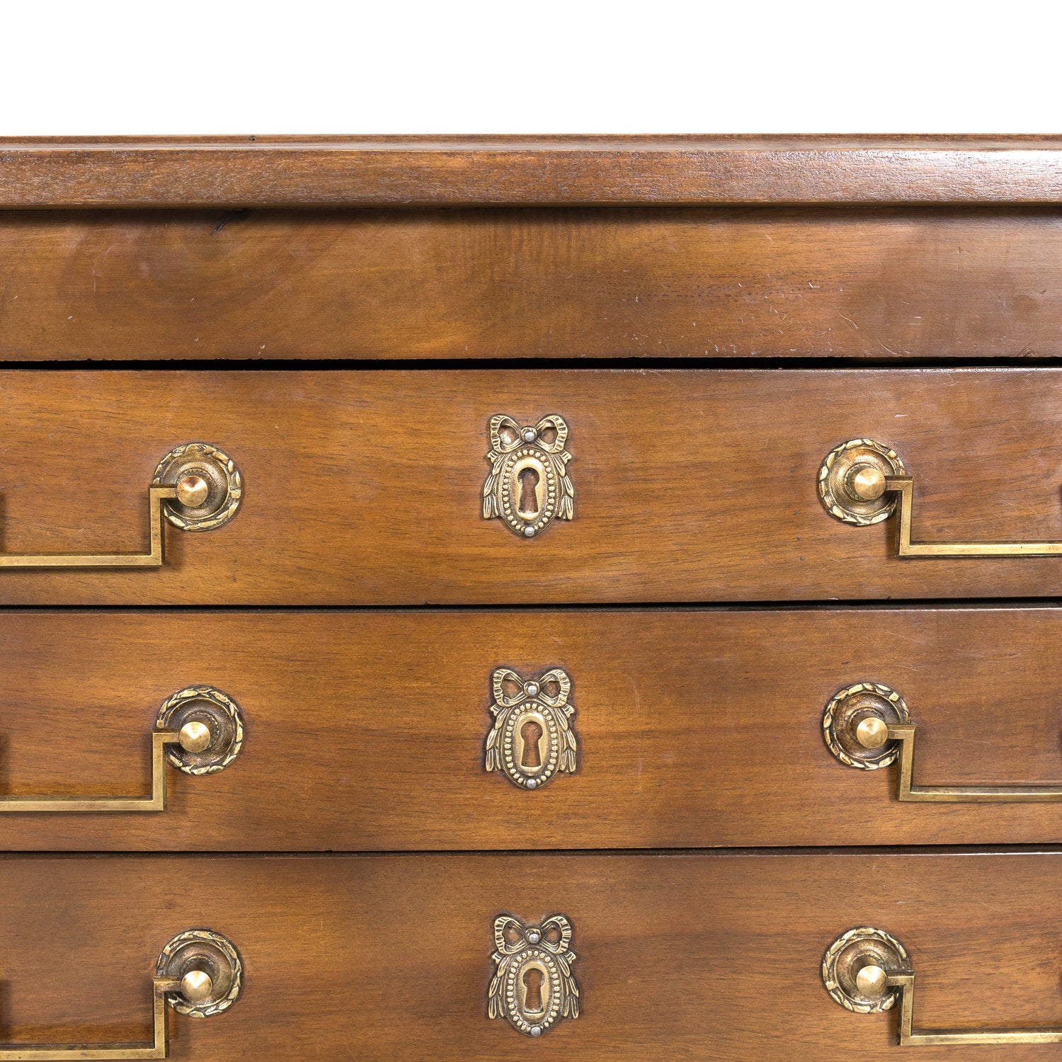 Early 20th Century French Louis XVI Style Petite Five Drawer Walnut Commode