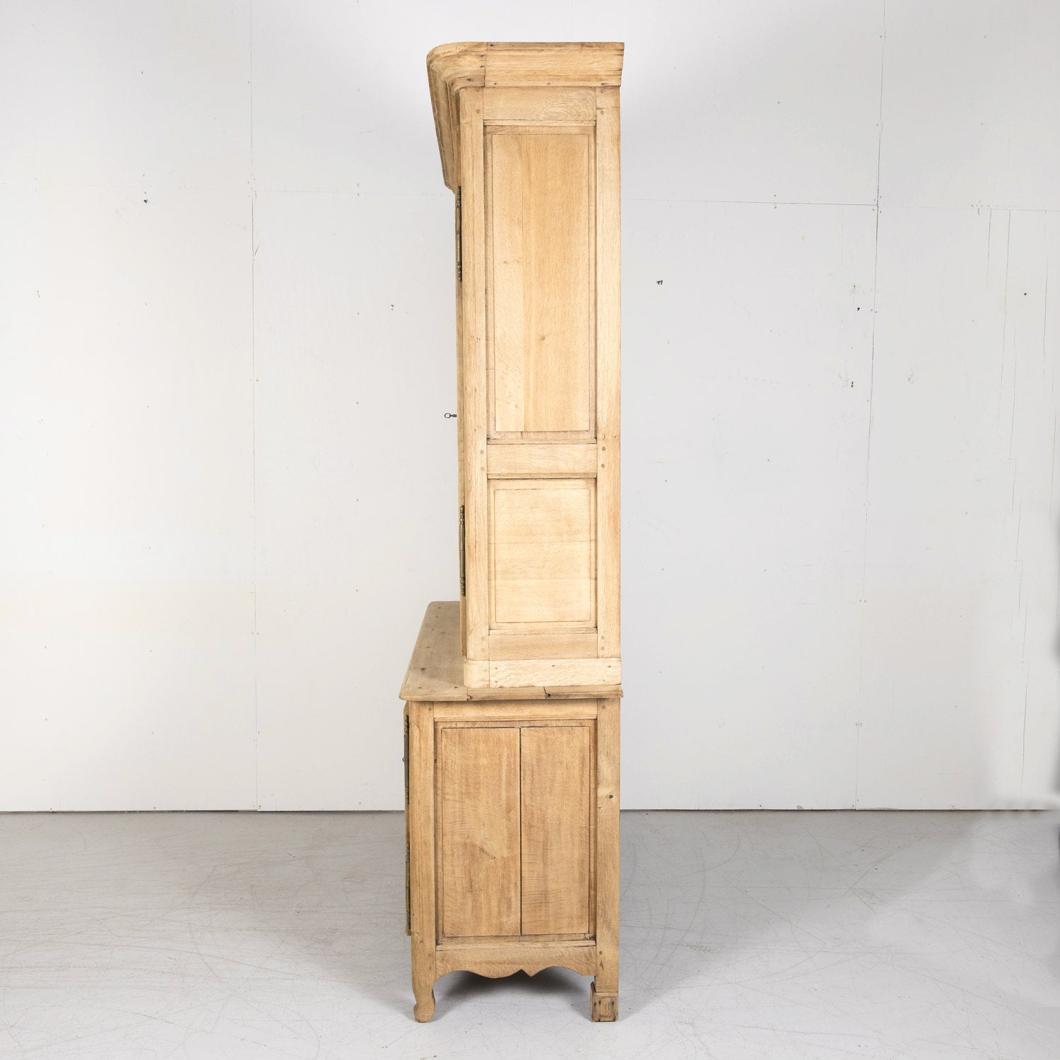 Late 18th Century Louis XV-Louis XVI Transition Period Bleached Oak Buffet Deux Corps