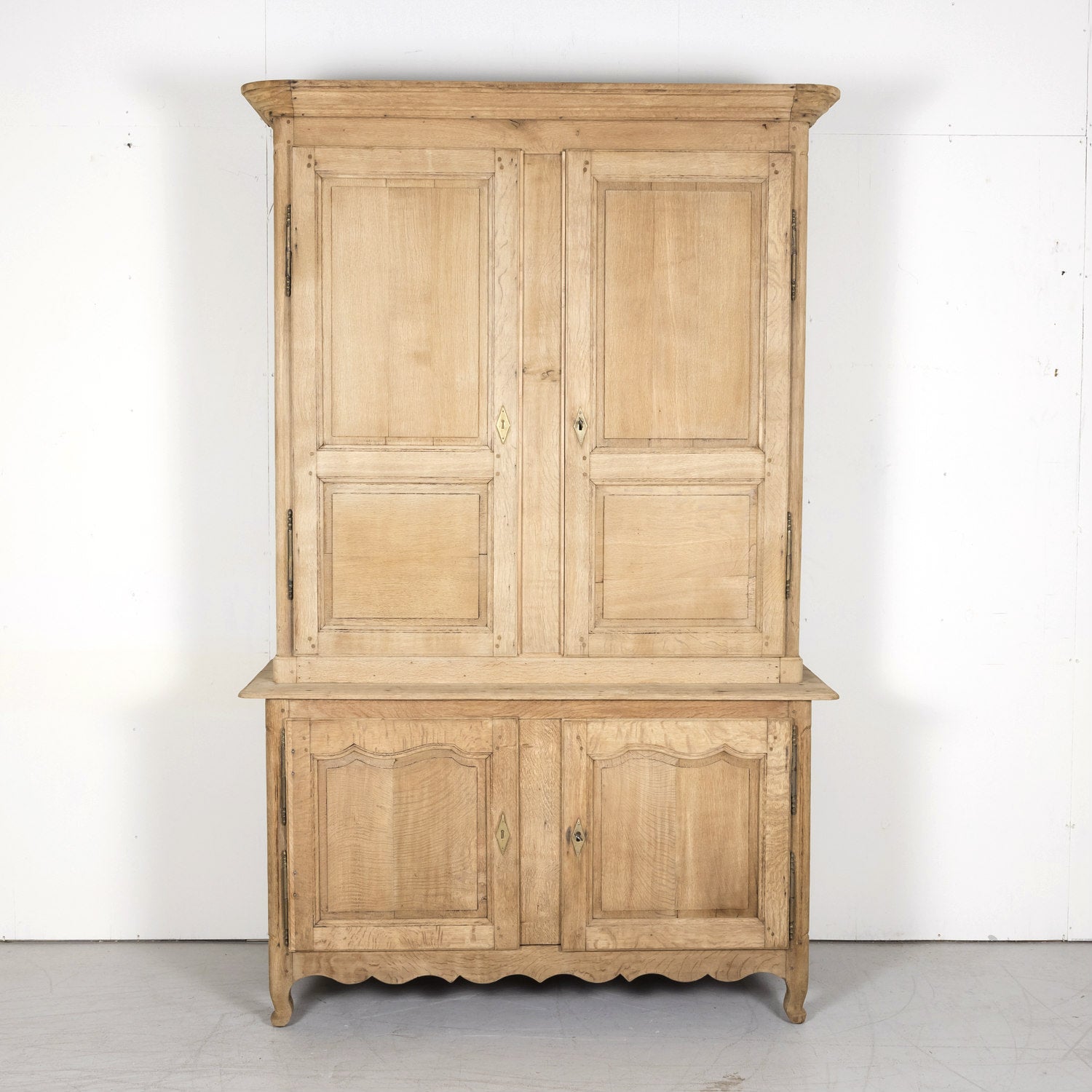 Late 18th Century Louis XV-Louis XVI Transition Period Bleached Oak Buffet Deux Corps