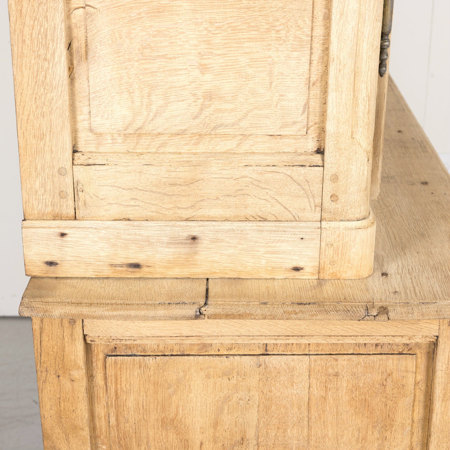 Late 18th Century Louis XV-Louis XVI Transition Period Bleached Oak Buffet Deux Corps