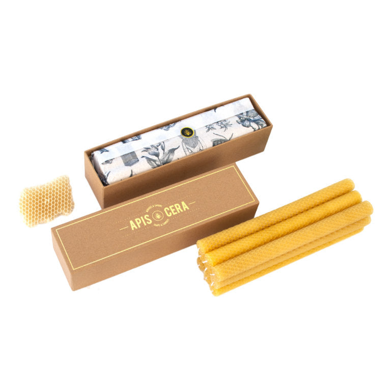 Lucienne Hand Rolled French Beeswax Alter Candles from Provence, Box of 9  