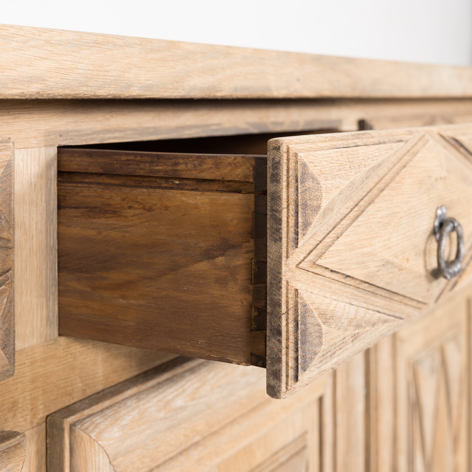 Early 20th Century French Louis XIII Bleached Oak Enfilade Buffet
