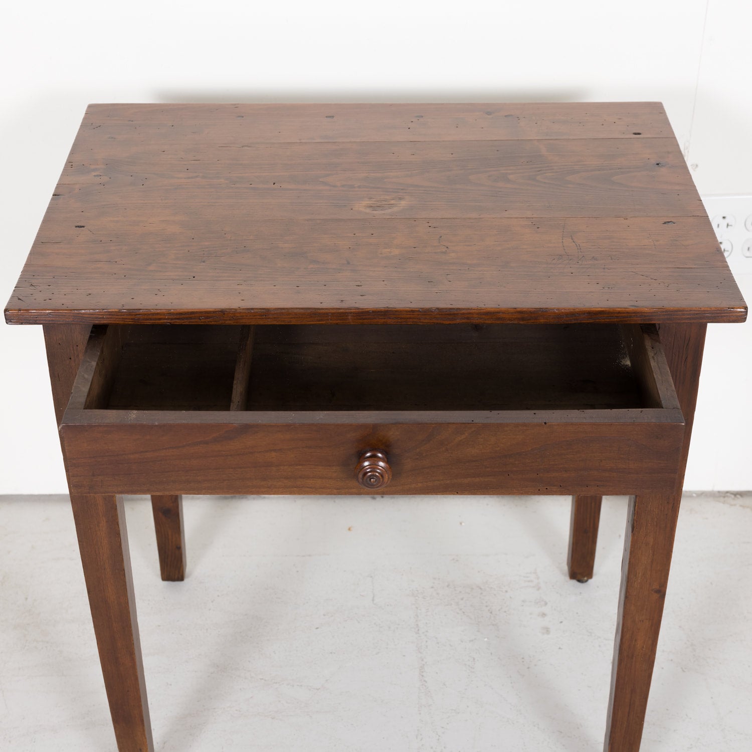 Pine and Walnut Country French Side Table from South of France c. 1890s