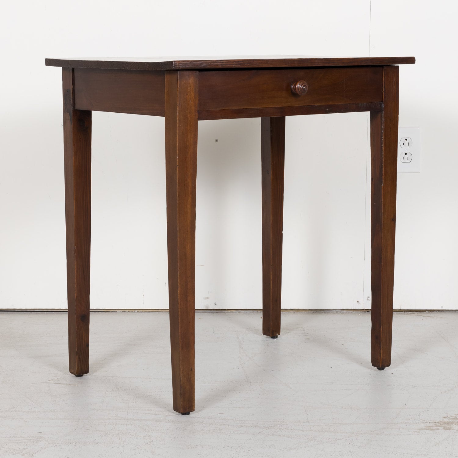 Pine and Walnut Country French Side Table from South of France c. 1890s