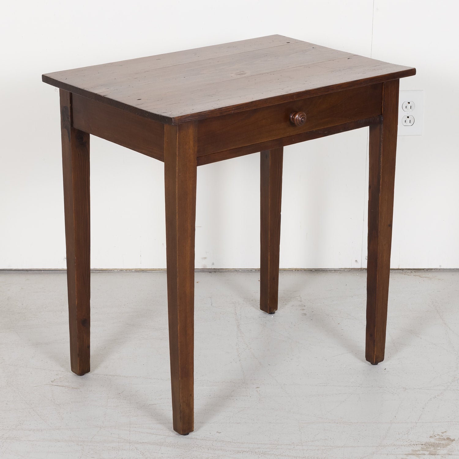 Pine and Walnut Country French Side Table from South of France c. 1890s