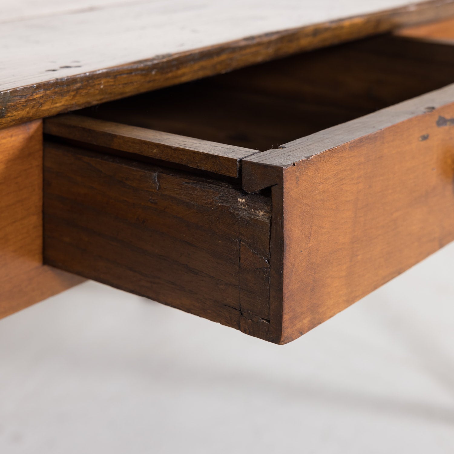 SOLD AT RT - French Country Coffee Table with Chestnut Top and Cherry Bottom from Brittany, France c. 1880s