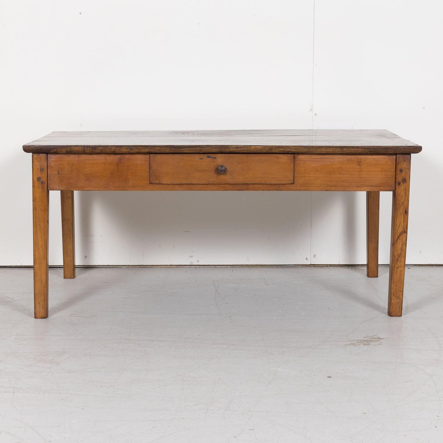 SOLD AT RT - French Country Coffee Table with Chestnut Top and Cherry Bottom from Brittany, France c. 1880s
