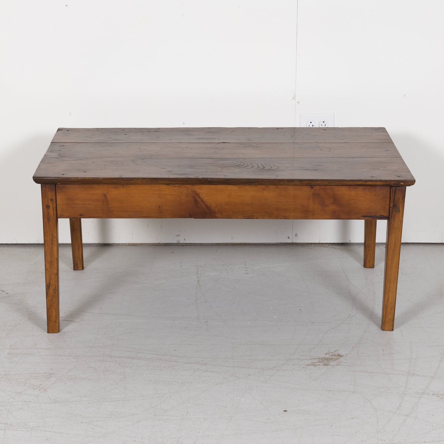 SOLD AT RT - French Country Coffee Table with Chestnut Top and Cherry Bottom from Brittany, France c. 1880s