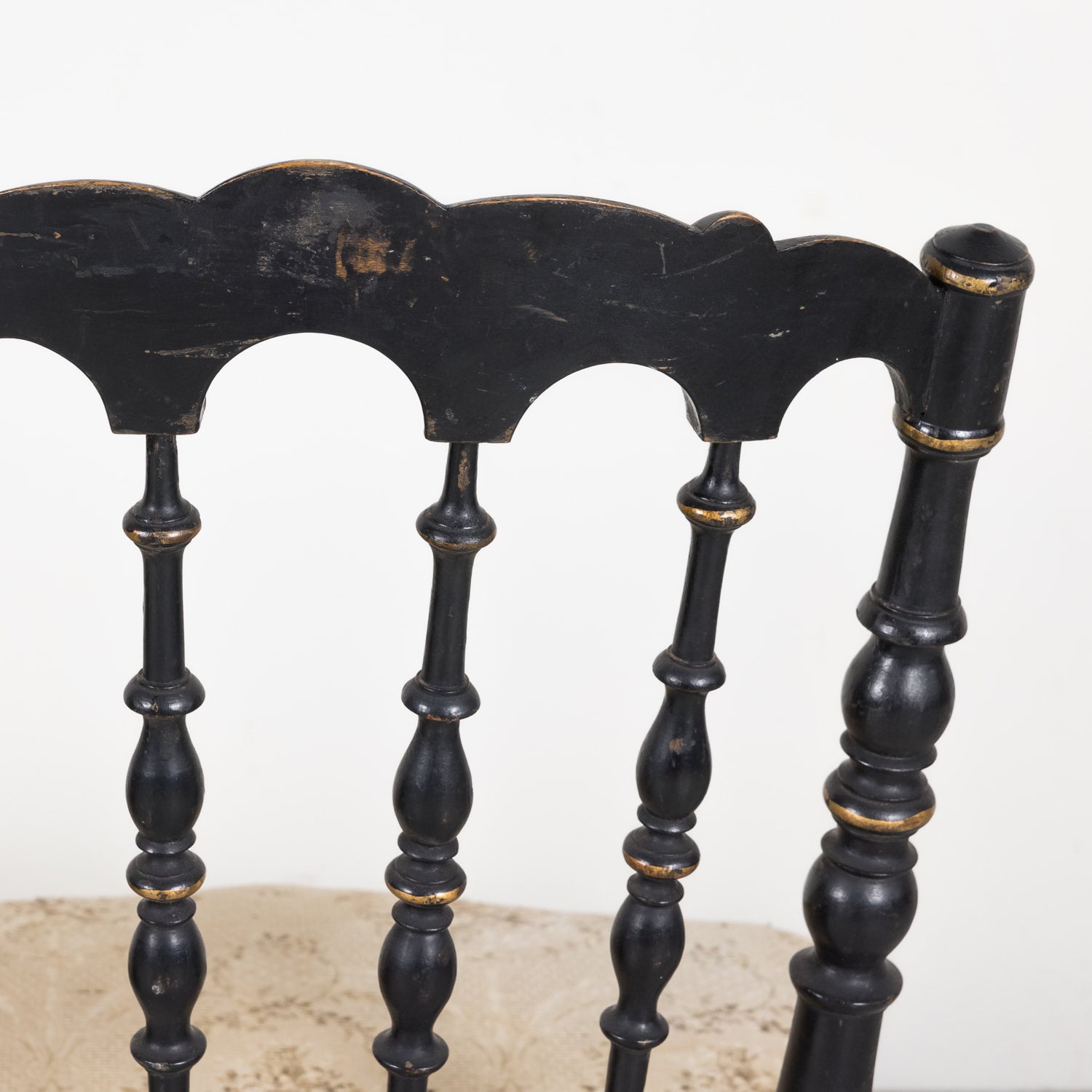 SOLD Pair of Chinoiserie Faux Bamboo Opera Chairs with Velvet Seat from Paris