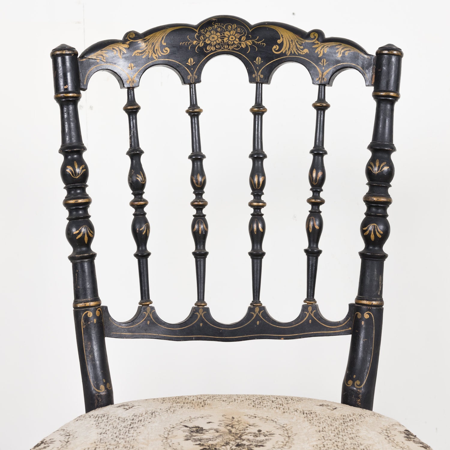 SOLD Pair of Chinoiserie Faux Bamboo Opera Chairs with Velvet Seat from Paris