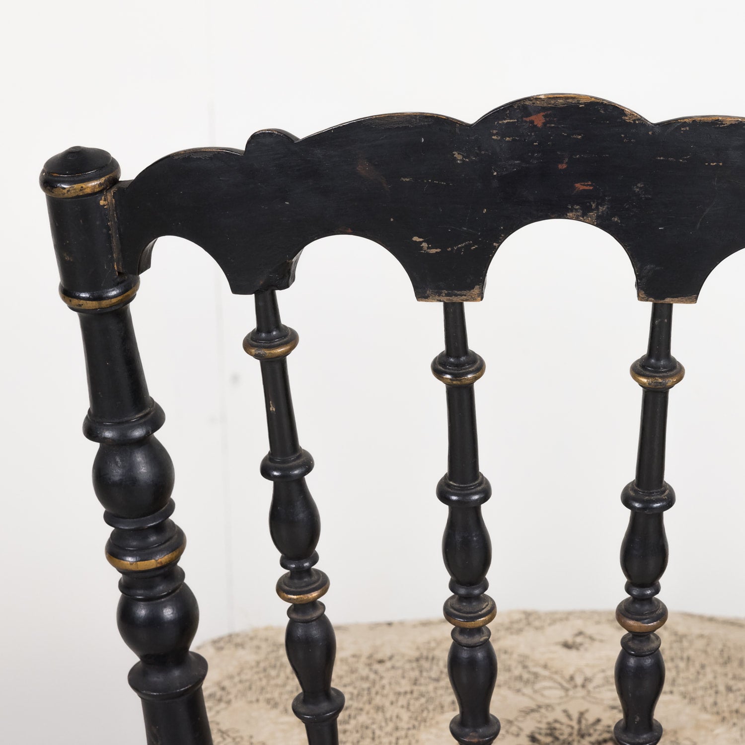 SOLD Pair of Chinoiserie Faux Bamboo Opera Chairs with Velvet Seat from Paris