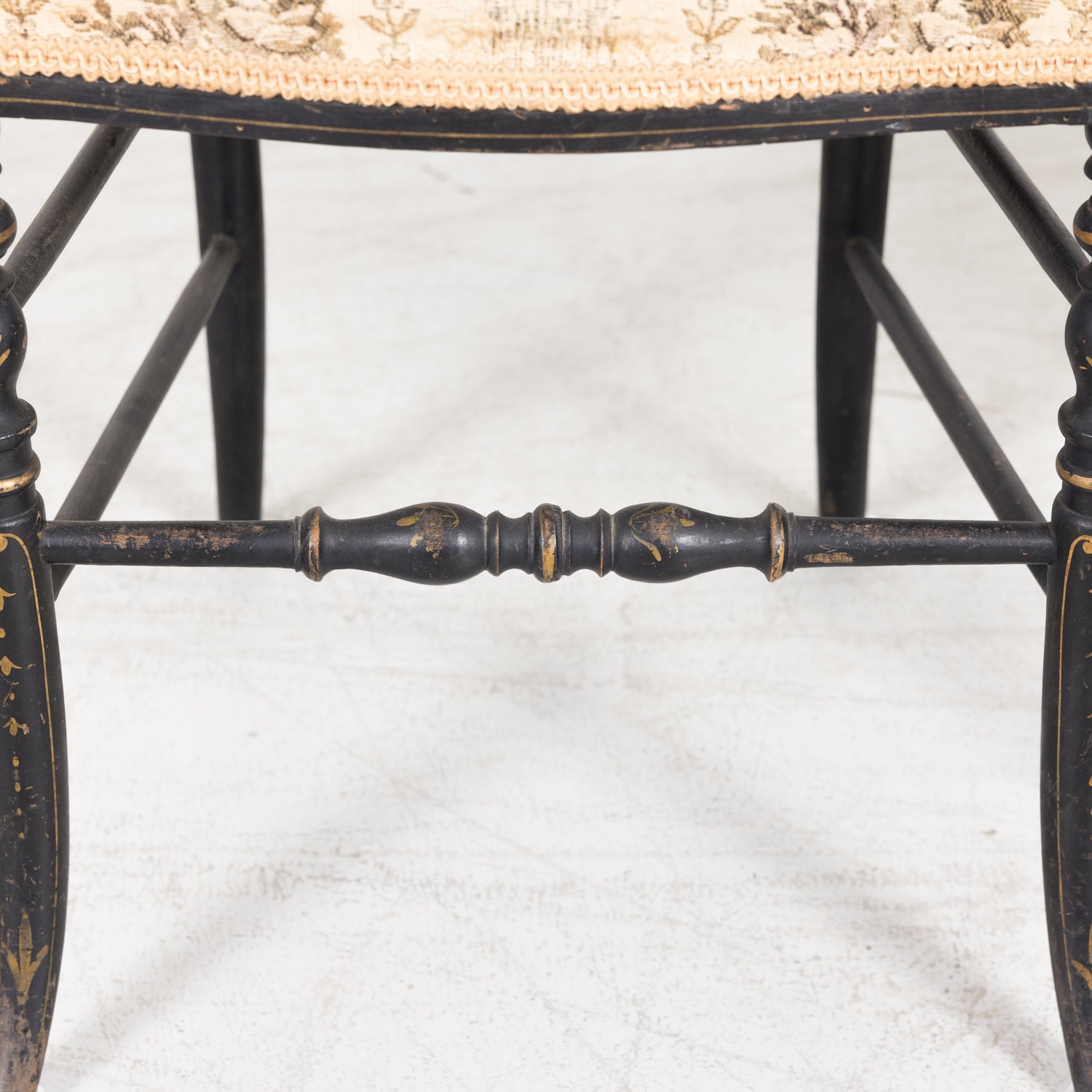 SOLD Pair of Chinoiserie Faux Bamboo Opera Chairs with Velvet Seat from Paris