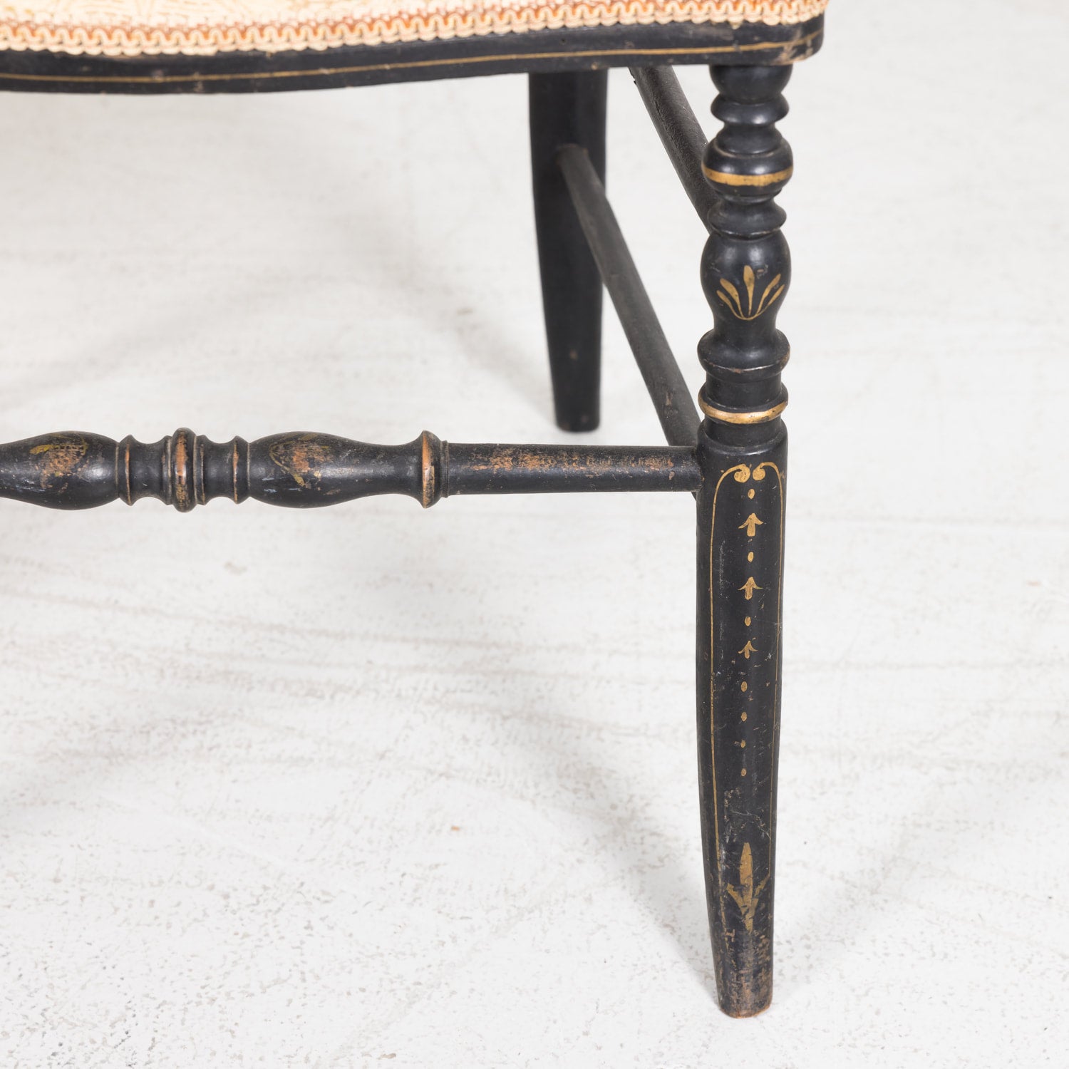 SOLD Pair of Chinoiserie Faux Bamboo Opera Chairs with Velvet Seat from Paris