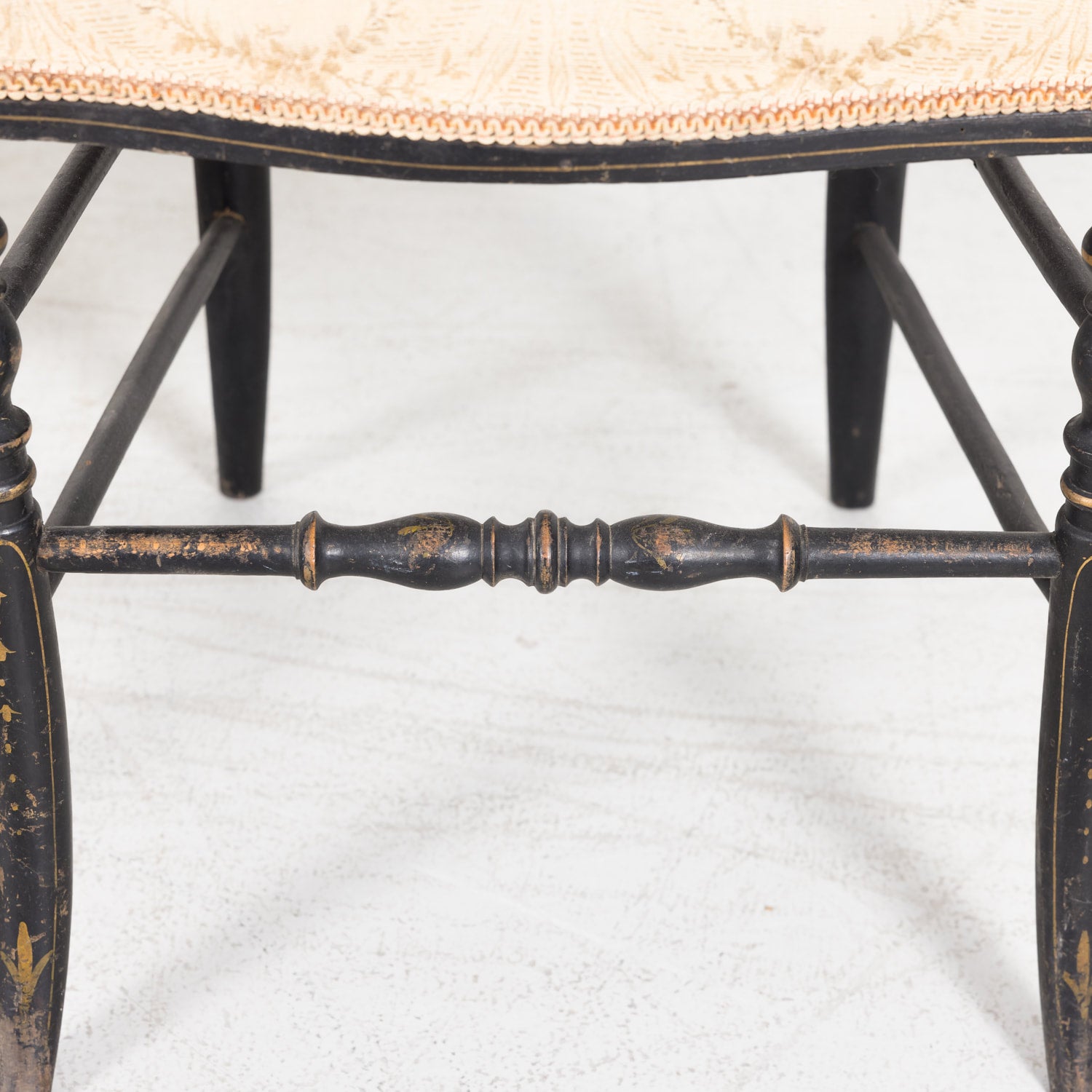 SOLD Pair of Chinoiserie Faux Bamboo Opera Chairs with Velvet Seat from Paris