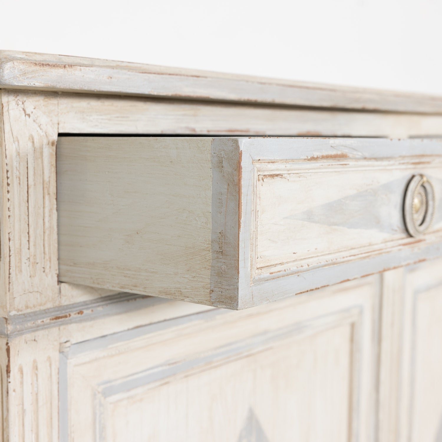 SOLD Louis XVI Painted Enfilade Buffet with Brass Hardware from South of France c. 1930s 