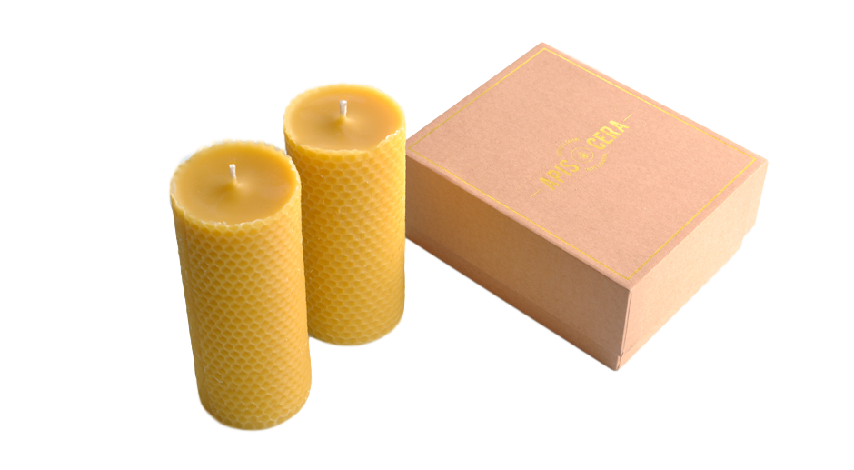 Ambroise Handcrafted French Beeswax Pillar Candles from Provence, Box of 2
