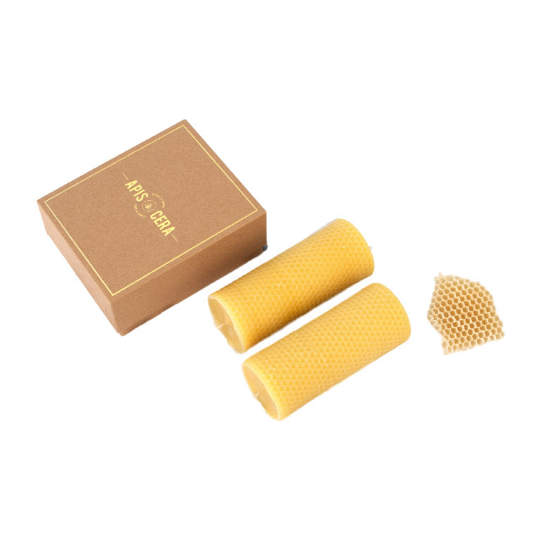 Ambroise Handcrafted French Beeswax Pillar Candles from Provence, Box of 2