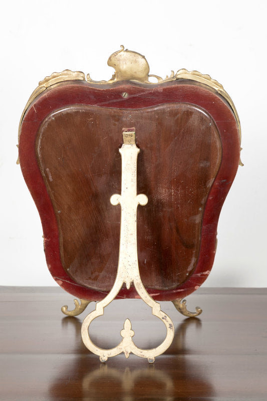 19th Century French Rococo Style Red Tortoise Shell and Gilt Bronze ​Footed Vanity Mirror