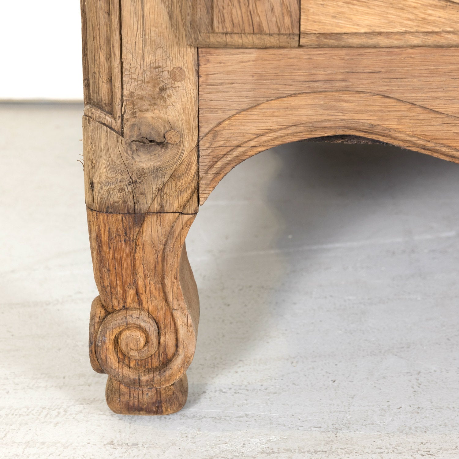 19th Century Carved French Country Louis XV Style Bleached Oak Enfilade Buffet