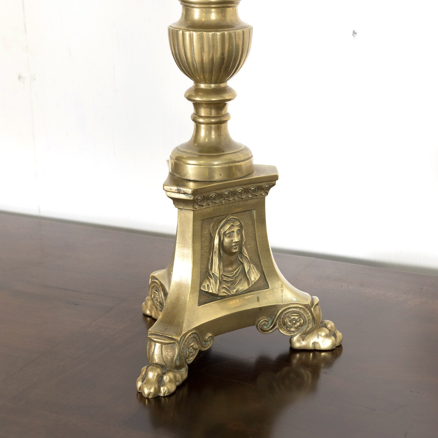 Large Pair of 19th Century French Solid Brass Altar Prickets or Candlesticks