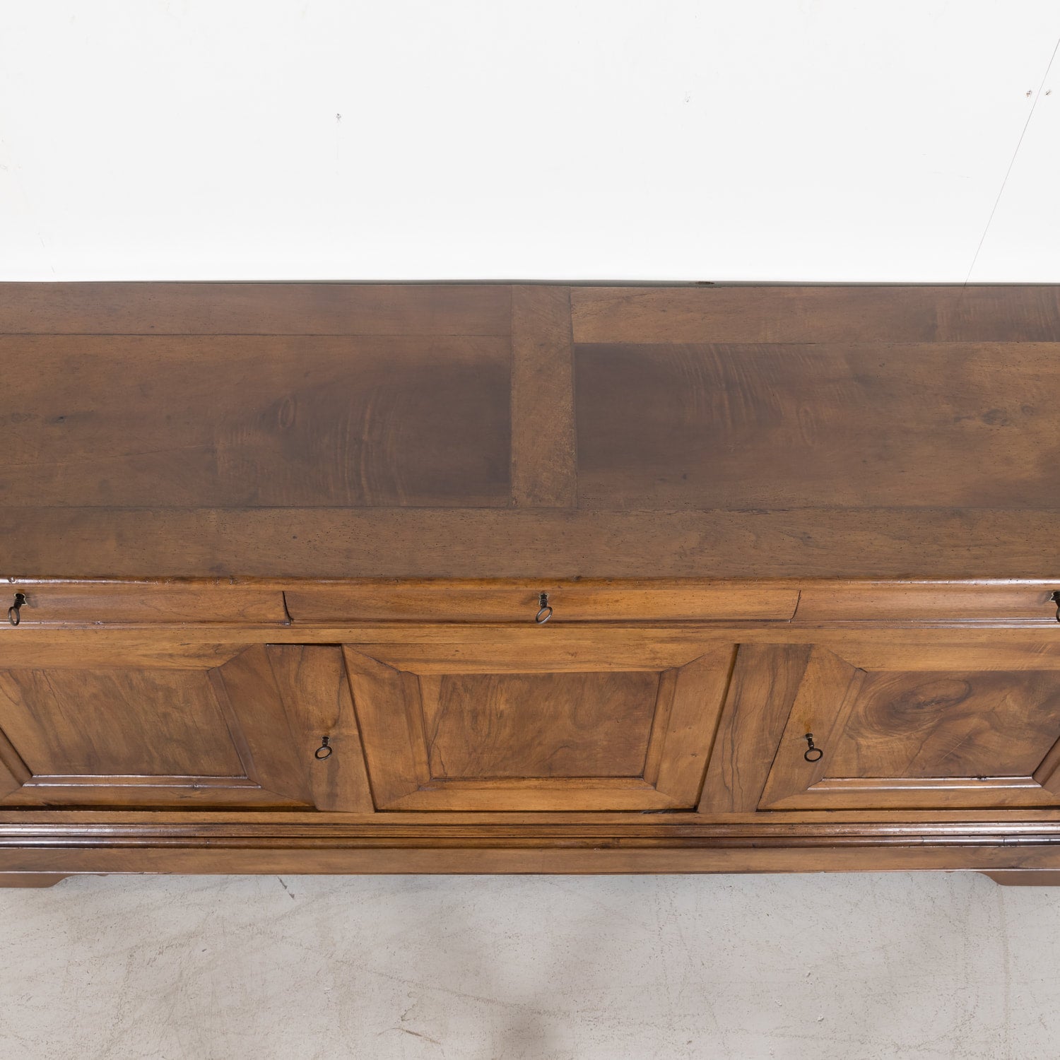 Louis Philippe Enfilade Buffet made of Walnut with Doucine Drawers from Bordeaux France Circa Early 1800s