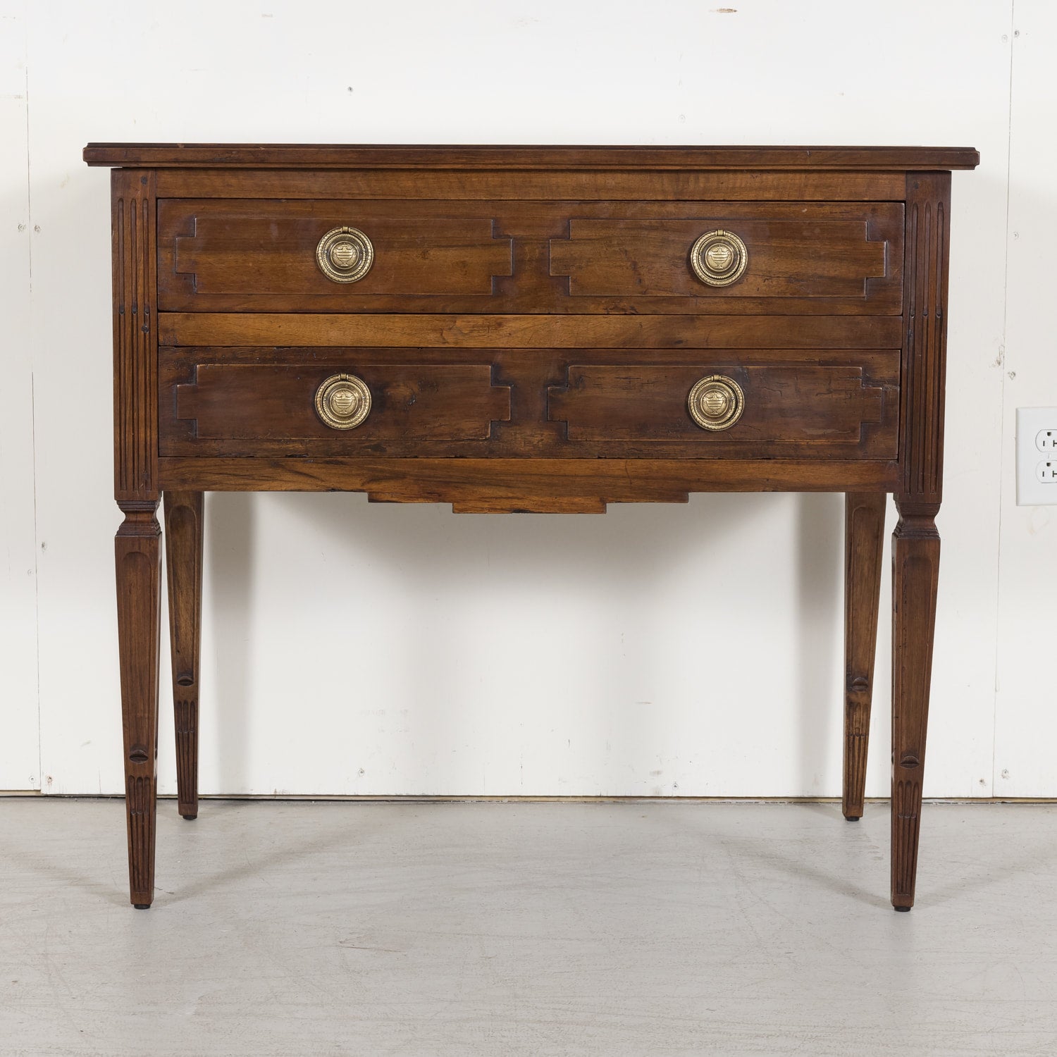 SOLD Louis XVI Petite Commode made of Solid Walnut with Bronze Hardware from South of France