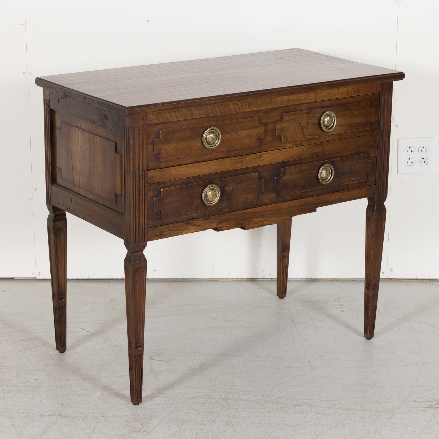 SOLD Louis XVI Petite Commode made of Solid Walnut with Bronze Hardware from South of France