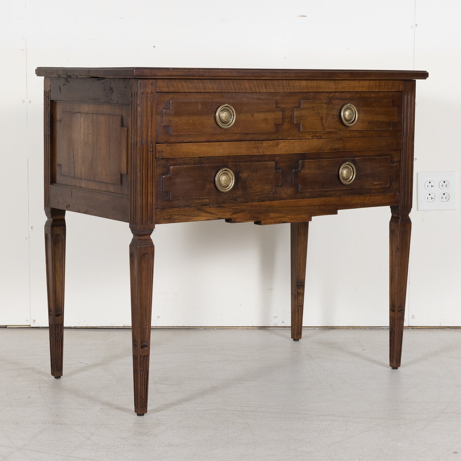 SOLD Louis XVI Petite Commode made of Solid Walnut with Bronze Hardware from South of France